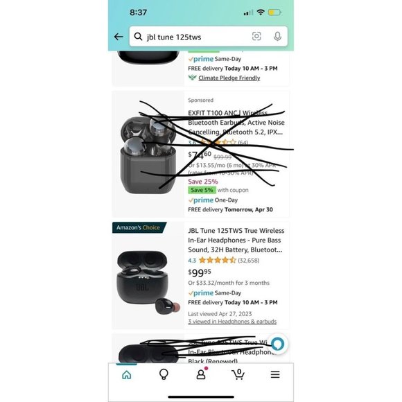 JBL Tune 125TWS Wireless Headphones - Picture 1 of 8